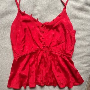 ASOS red peplum top with hearts, size US 8